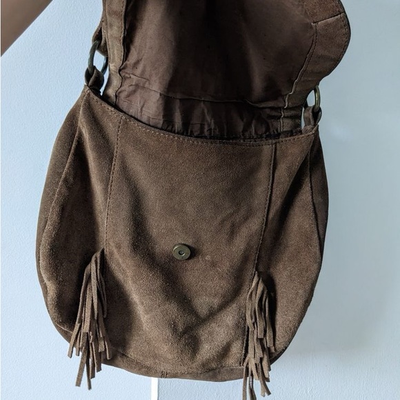 Promod suede leather crossbody bag with tassels - Picture 2 of 3